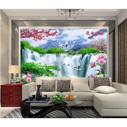 Custom photo wallpapers 3d murals wallpaper for walls 3 d Idyllic forest flower mural waterfall landscape painting wall papers