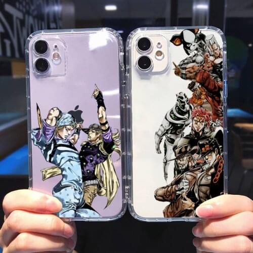 Jojo Anime Bizarre Adventure Phone Case Transparent for iPhone 6 7 8 11 12 s mini pro X XS XR MAX Plus cover funda shell
