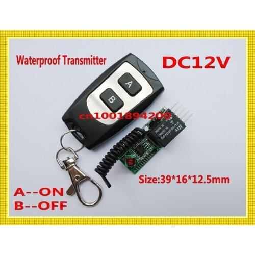 RF Remote Controls DC12V Mini Remote Control Switch Recever + Waterproof Transmitter A ON B OFF Small Volume Remote Controller