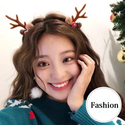 Christmas Ornaments Headband Double Bangs Hairstyle Hairpin Hairdressing Headwear Hair Gadgets Christmas Headband Elf Ears Horns