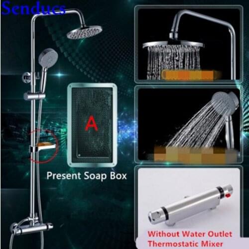 Senducs Thermostatic Shower System Quality Abs Rain Top Shower Supercharge Bathroom Shower Quality Brass Thermostatic Shower Set