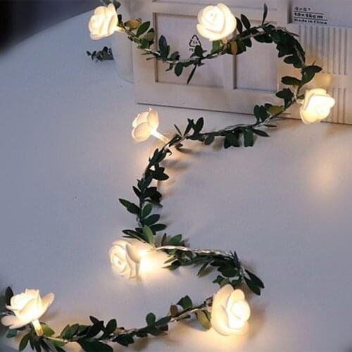 Fairy LED Rose Flower String Light Battery/USB Powered 10/20/40LEDs String Christmas Light Wedding Valentines Day Party Garland