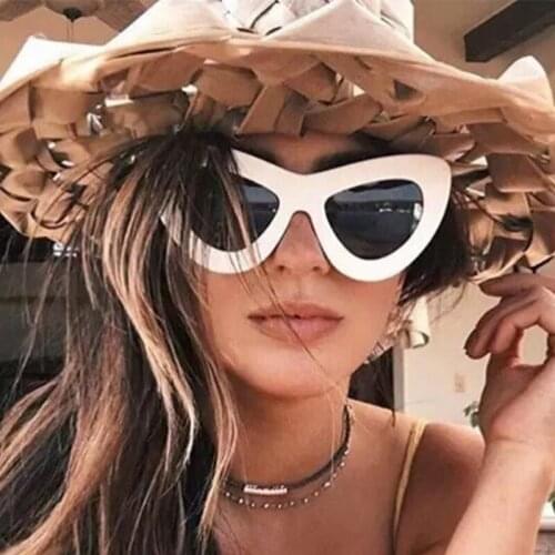 2020 Women Cat Eye Sunglasses Big Size Brand Designer Fashion Retro Men Sun Glasses Female Black Red Blue Leisure Goggles UV400