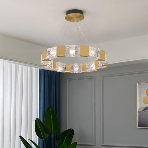 Modern copper round living room chandelier simple dining room golden bedroom Nordic creative model room designer lamps