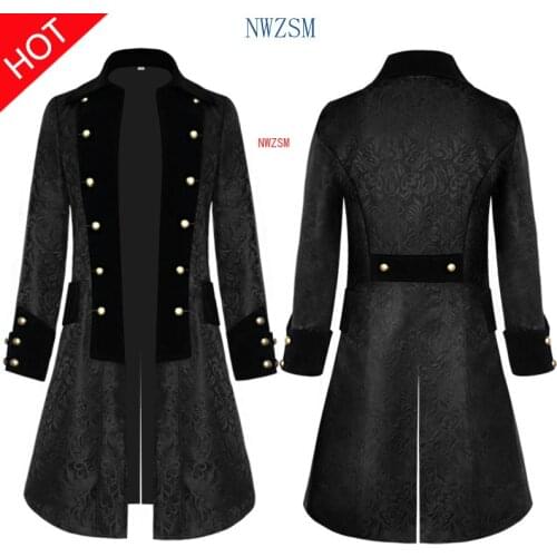 Medieval vintage jacquard coat knight vampire punk prince tuxedo uniform for men cosplay costume halloween carnival costume