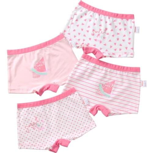3-12 yrs Children Girls Cotton Underwear Panty Boxer Baby Kids Lovely Cute Underpants 4pcs/lot