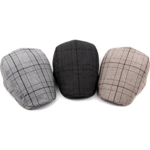 Tweed Newsboy Cap Men Herringbone Flat Cap Winter Grey Striped Male British Style Gatsby Cap Hat Adjustable Sombrero Hombre