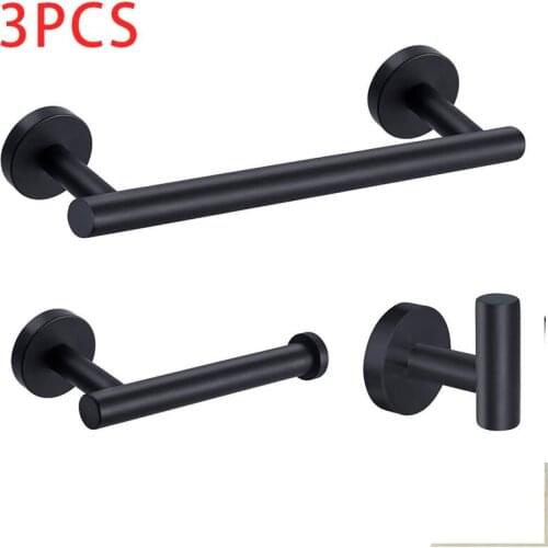 Black 304 Stainless Steel Towel Rack Set Bathroom Shelf Paper Towel Rack Bathroom Hardware Pendant