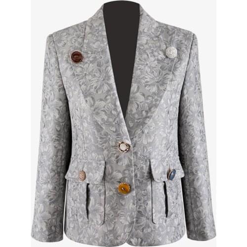 Factory outlets Jacquard deisgn beautiful button jackets female England style fashion long blazer jacket F1626 dropshipping