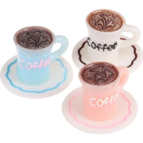 1 Set 1/12 Dollhouse Miniature Mini Coffee Cups Plate Set Model Doll House Accessories Toys