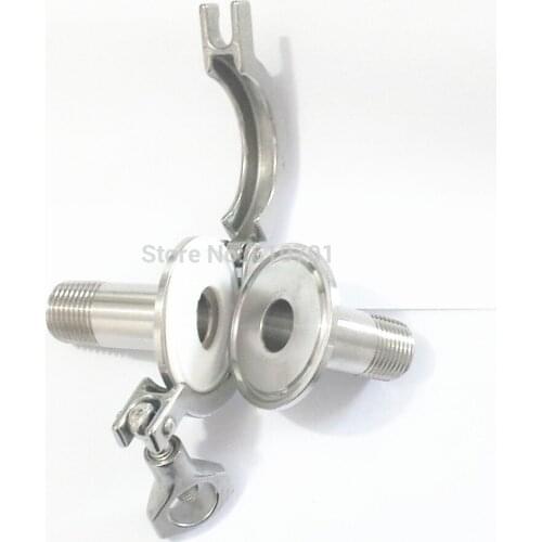1 Pair 1/2" BSP SS 304 Sanitary male Pipe Fitting + TRI CLAMP 1.5" + 3/4" PTFE Gasket
