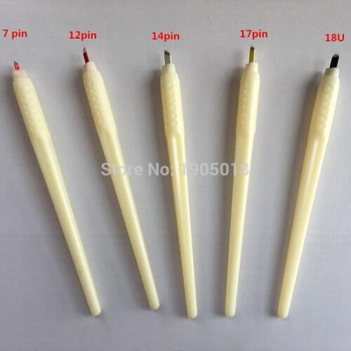 100pcs 3D Disposable eyebrow makeup microblading pen with 7/12/14/17/18U blade needle professional tattoo artist manual machine