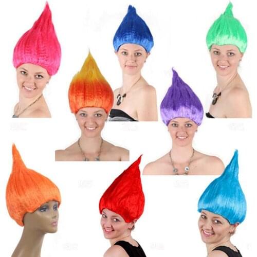 20 Pcs Trolls Poppy Wig For Kids 36cm Wig Children Cosplay Party Supplies Trolls Wig 8 Colors Birthday Party Wigs