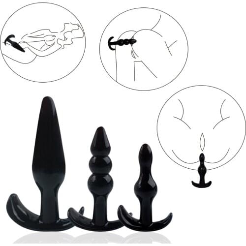 3Pcs/Set Silicone Black Butt Plug For Beginner Anal Plug Adult Erotic Sex Toys For Woman Men Gay Prostate Massager Sex Products
