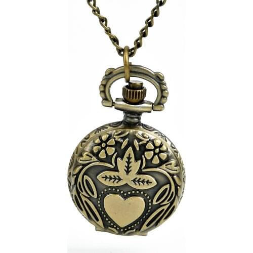 3005)12pcs/lot vintage Victorian Style Antique Heart Quartz Pocket Watch Necklace chain pendant. party gift