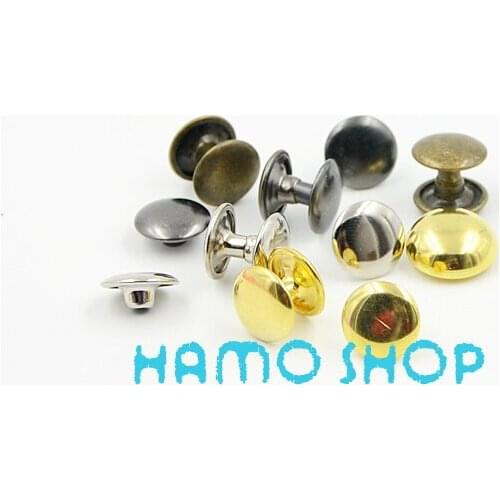 50pcs/lot 10x10mm Mix Color Double Cap Rivet Tubular Metal Shoes Bag Belt Garment Bracelet Studs Punk Spike Decoration
