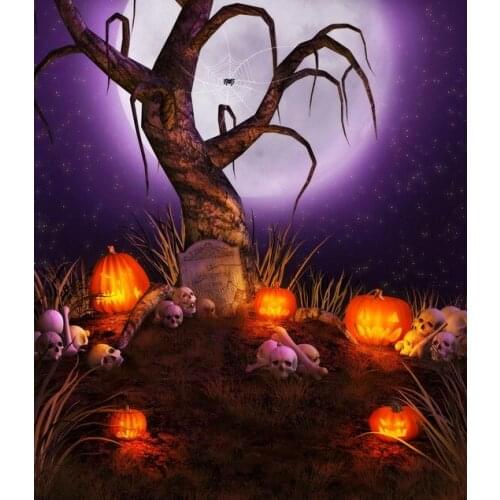 5x7 Halloween Photography Backdrop Background Cloth Digital Vinyl Photo Background Studio Props Pumpkin Backdrops