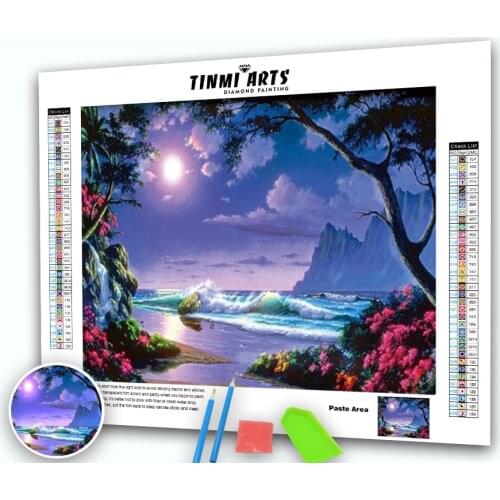 Diamond Painting Flower Sea Diamond Embroidery 5D Diy Full Round Drill Mosaic Diamond Paint Landscape Home Wall Decor