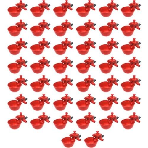 68UE Automatic Chicken Waterer Cups 50Pcs/set Red Bird Chicken Fowl Drinker Bowl Feed Automatic Adjustable Poultry Water Cups