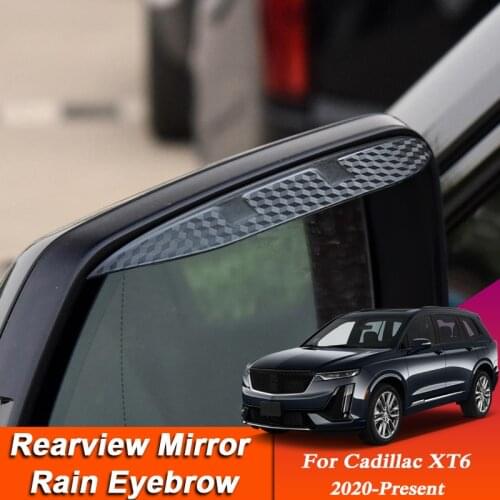 Car-styling For Cadillac XT6 2020-Present Carbon Fiber Rearview Mirror Eyebrow Rain Shield Anti-rain Cover External Auto Sticker