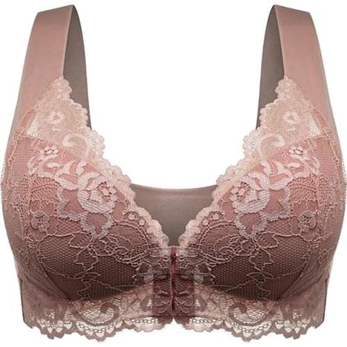 Lace Trim Front Closure Bra Womens Adjustable Sports Extra-Elastic Breathable Casual Extra-Elastic Breathable brassiere femme