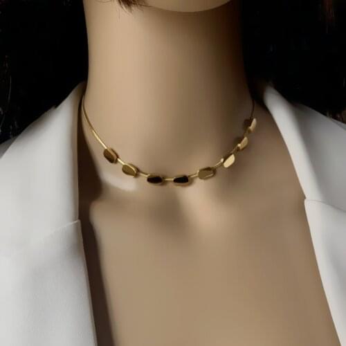 316L Stainless Steel New Fashion Jewelry Punk Welding Geometric Charms Flat Snake Chain Choker Necklaces Bracelets For Women