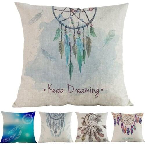 Boho Tribal Fashion Dream Catcher Bohemian Beads And Feathers Pattern Sofa Decoration Cushion Cover Throw Pillow Case
