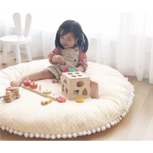 Baby Play Mat Baby Crawling Pad Cotton Round Infant Crawling Blanket Solid Color Childrens Room Decor Photo Props Baby gift