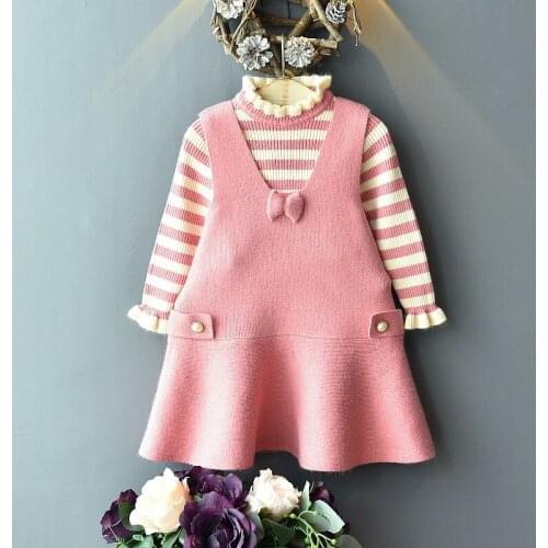 Long Sleeve Kids Clothes Autumn Toddler Baby Girls Dress Winter Outfits Knitted Little Girls Princess Dress 2-8T 2019