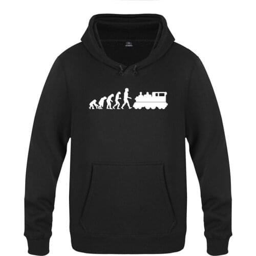 Evolution of Model Railway Train Novelty Creative Hoodie Sweatshirts Men Fashion Mens Hooded Fleece Pullover Hoodies Coat
