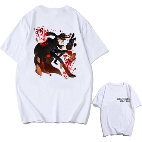 Bungou Stray Dogs T-shirt Dazai Chuya Short Sleeve Shirts Women Men Summer Casual Streetwear Tee Tops Harajuku Camisetas
