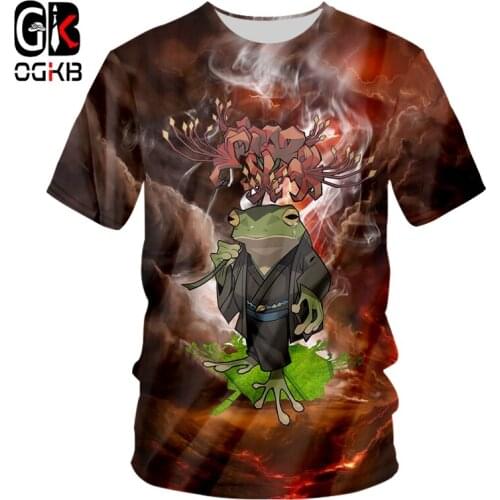 OGKB Wholesale Summer T-Shirt Custom Clothing Manufacturers Frog And Toad O Neck Tshirt Men Casual Hip Hop Streetwear