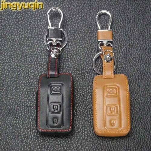 Jingyuqin 3 Buttons Leather Key Cover Case For Toyota Camry Solara Avalon RAV4 Prius Celica Remote Folding Car-styling Key
