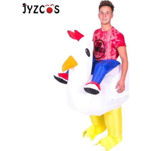 JYZCOS Inflatable Chicken Costume Purim Halloween Costumes for Women Men Rooster Cock Fancy Dress Cosplay Hen Stag Night Outfits