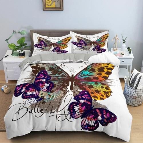 Colorful 3D Butterflies Bedding Sets Duvet Cover Flying Butterfly Bedclothes Quilt Coverfor Kids Girls Bedding Room