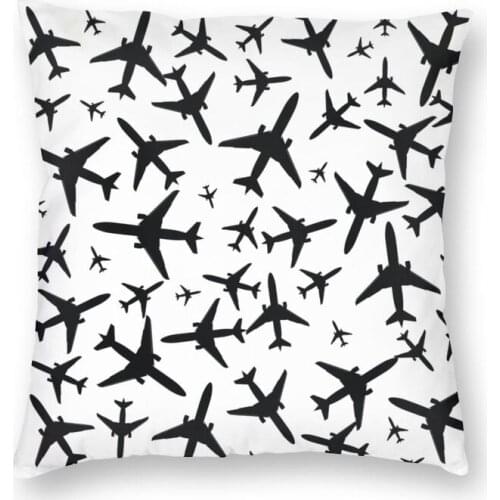 Vibrant Random Airplanes Pattern Square Throw Pillow Cover Decoration 3D Print Aviation Fighter Pilot Cushion Cover for Car