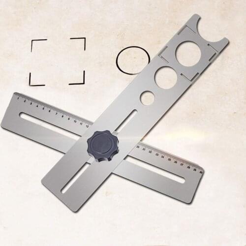 Multi-Functional Stainless Steel Ceramic Tile Hole Locator Ruler Adjustable Punching Hand Tool for House Decorated Work
