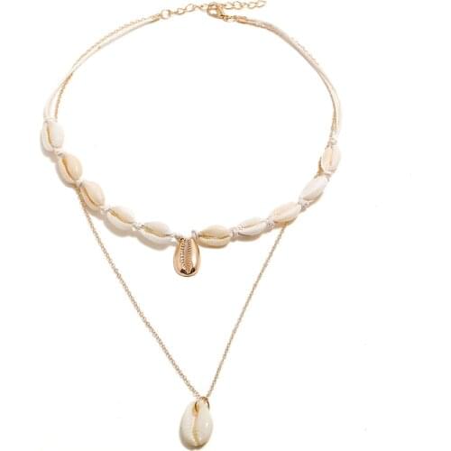 Fashion Women Shell Necklace Choker Necklace Natural Boho Jewellery Summer Beach Necklace