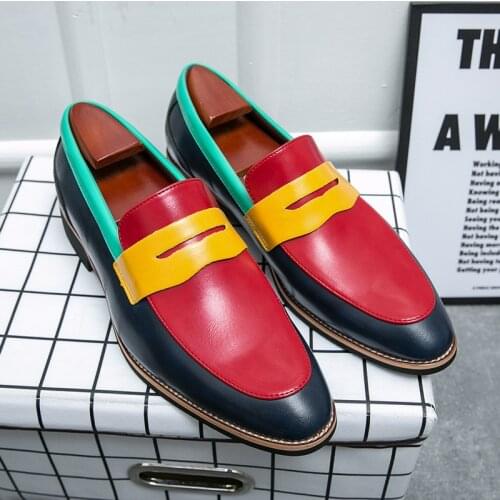 Spring Autumn Korean Fashion Casual Men Shoes Quality Formal Dress Leather Shoes Designer Loafers Mixed Colors Wedding Oxfords