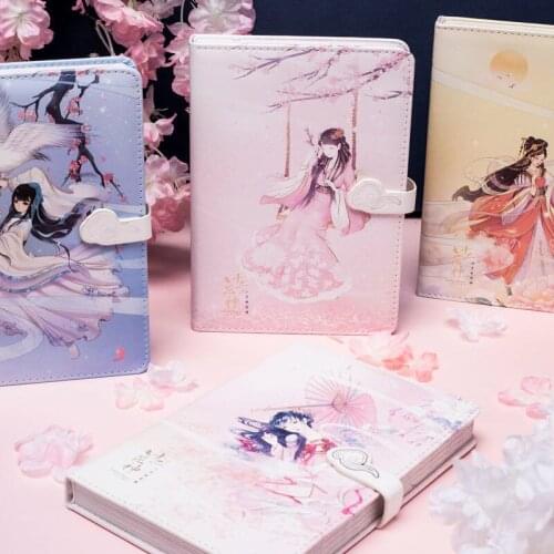 2021 New Twelve Flower Gods Color Page Illustration Hand Account Book Antique Magnetic Buckle Notebook Super Thick Gift