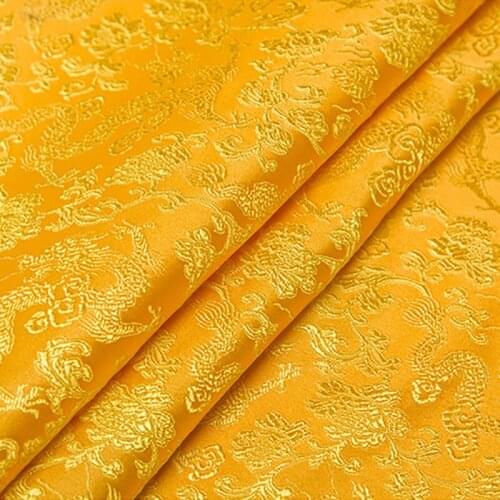 New arrival brocade yarn dyed golden color dragon fabric for patchwork tissue telas bed sheet dress children cloth 100x150cm