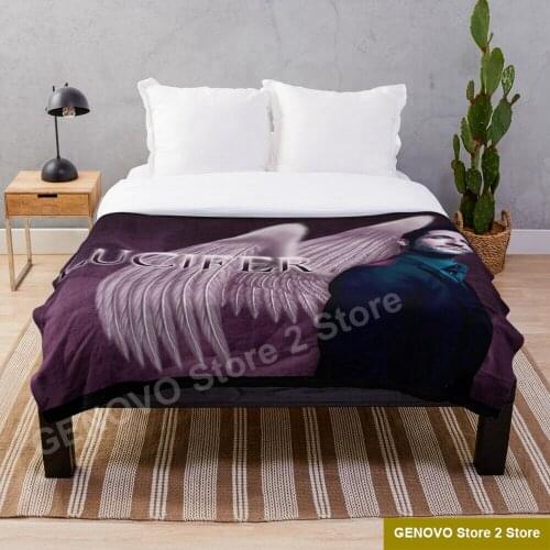 Lucifer Purple Wings Throw Blanket Sublimation Covered Blanket Bedding Flannel for Children and Adult Bedrooms Decor