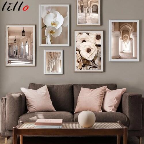 Magnolia palace architectured nordic arched door posters and wall prints canvas art wall frames for living room decor