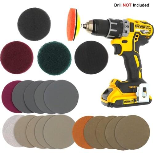 21Pcs Set Car Headlights Polishing Kit Repair Polishing Tools for Electric Drill 3" Scouring Pads +Waterproof Sanding Discs