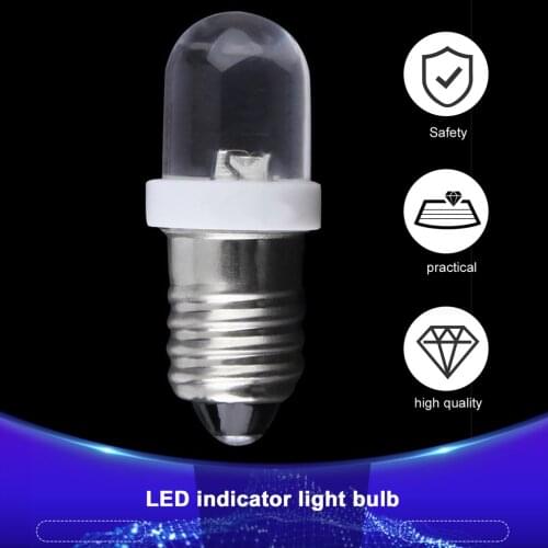 Durable E10 LED Screw Base Indicator Bulb Cold White 6V DC High Bright Illumination Lamp Light Bulb Cold White