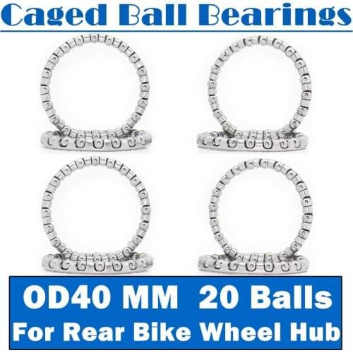 Caged Ball Bearings OD 40mm 8PCS Rear Bike Wheel Hub Headset Crankshaft Pivot Retainer Steel Oversize 20 Balls Bearing 40 mm