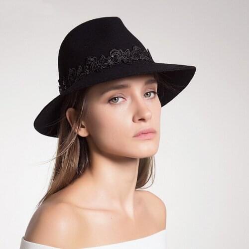 French Panama Hat for Girls Luxurious Fedoras Hat Lady Autumn Winter Korean Version Top Hat and High Set Woolen Winter Jazz Hat