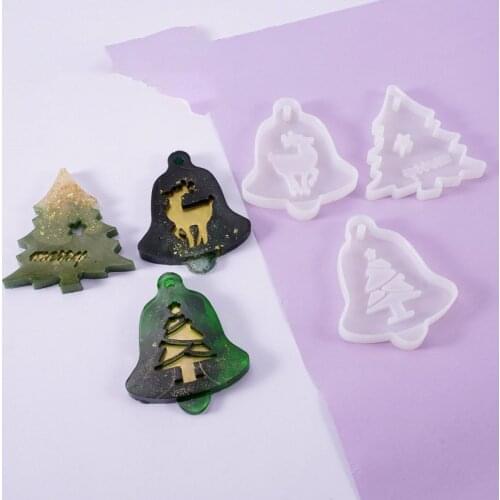 3 Style Christmas Tree Deer Tag Silicone Mold for Snowflake Elk Diy Aroma Gypsum Plaster Silicone Mould for Car Pendant