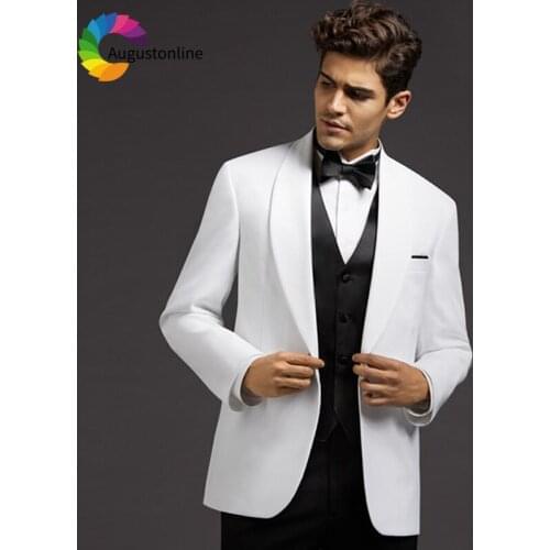 2019 Tuxedo White Men Suits Wedding Suit For Man Custom Slim Fit Groom Prom Tailor Made Costumes Best Man Traje Hombre 3 Pieces
