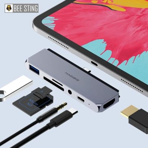 USB C hub TYPE-C to HDMI compatible adapter for iPad Pro Macbook laptop 3.5mm audio PD charging USB 3.0 port converter 4/6 in 1